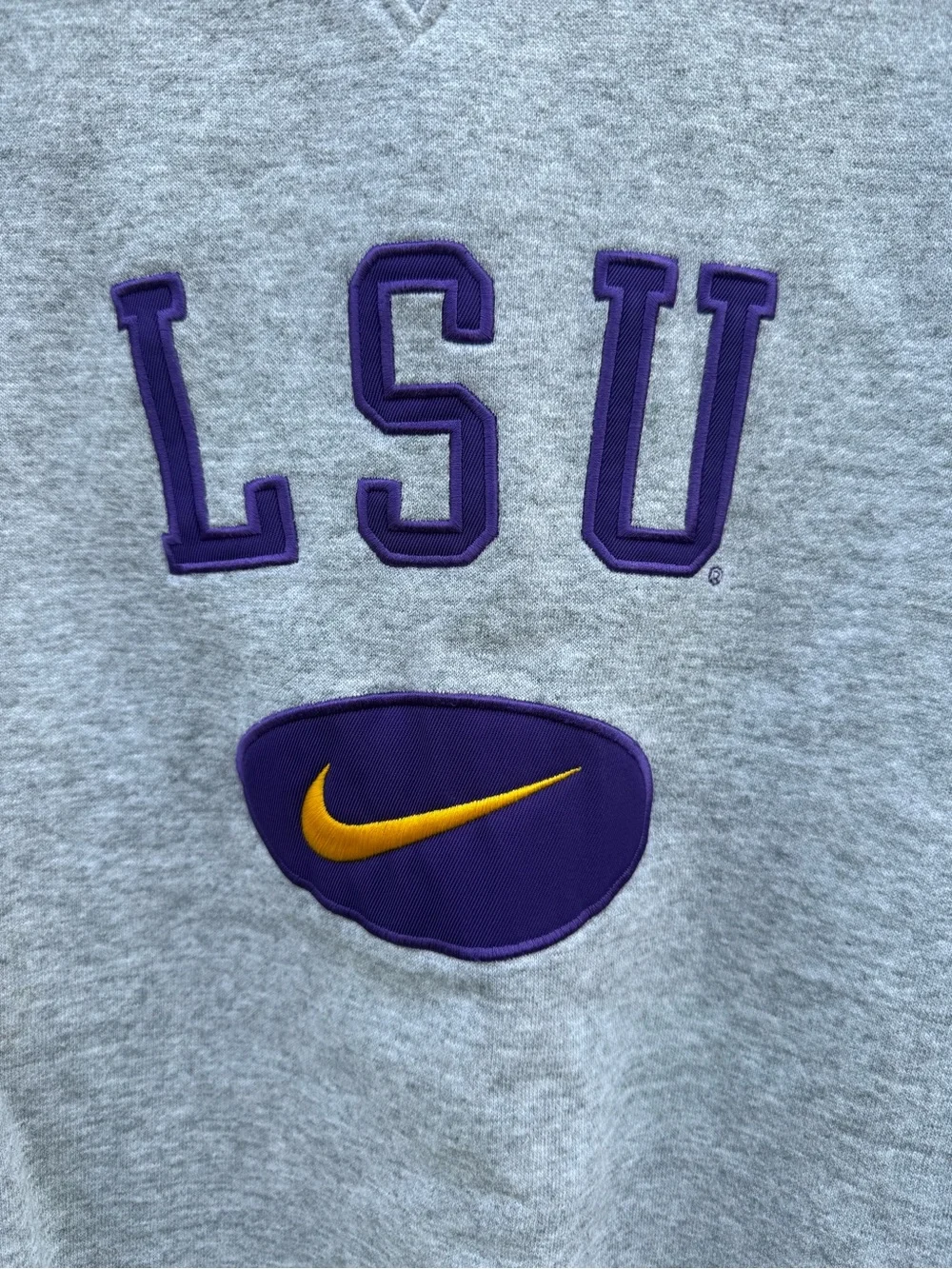 Vintage 2003 Nike LSU Crewneck Sweatshirt Large Grey Center Swoosh Y2K Tigers
